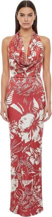 Dsquared2 Red Floral Halter Neck Maxi Dress