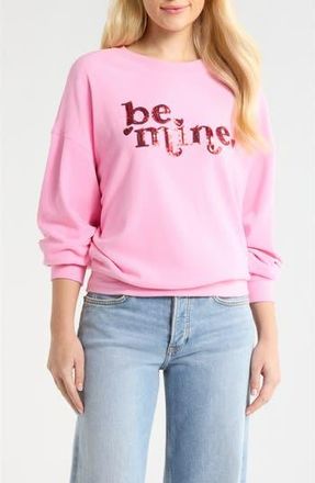 Beach Riot Devyn Be Mine Oversize Sweatshirt in Lovely Pink at Nordstrom Rack, Size X-Small