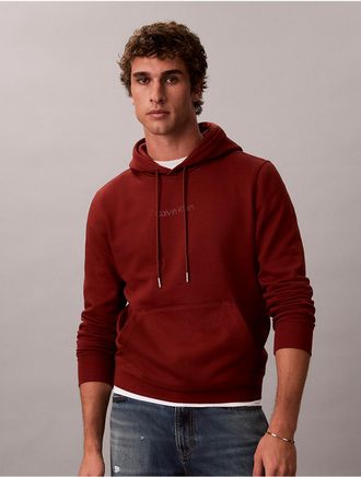 Calvin Klein Mens CK Logo Hoodie - Red - 2XL