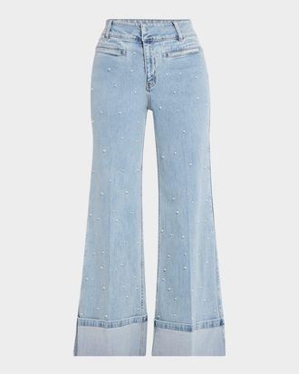 Generation Love Raquel Pearl-Embellished Cuffed Jeans