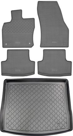 OEM Skoda Karoq Suv (5 Puertas) Desde Noviembre De 2017. Juego De Alfombrillas De Goma Para Coche Y Alfombrilla Para Maletero