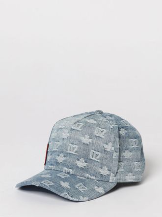 Dsquared2 Cotton Denim Hat with D2 Jacquard Monogram