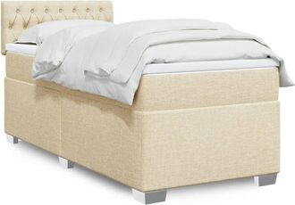 vidaXL Vidaxl - Cama Box Spring Con Colch&oacute;n Tela Color Crema 80x200 Cm