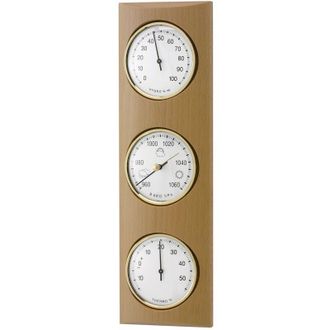 TFA Dostmann Stazione Meteo analogica, in Legno Massiccio, 20.1028.05, con barometro, termometro, igrometro, per Il Controllo del Clima Interno, dalla Germania