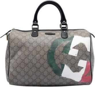 Gucci Pre-owned Boston Bag - Dames - Vintage Handtas - Beige - ONE Size - Leer - Vintage