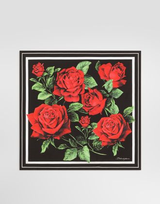 Dolce & Gabbana 50x50 Rose-print Silk Twill Scarf - Woman Scarves And Silks Print Pz