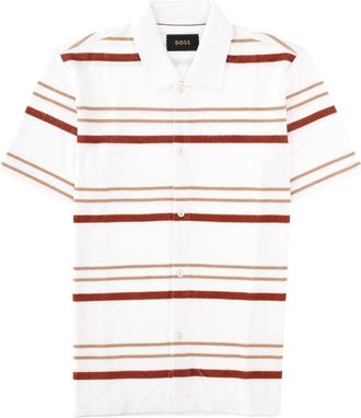 HUGO BOSS White Pitti Horizontal Stripe Polo Shirt