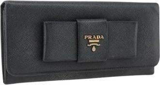 Prada Pre-owned Vintage Lange Portemonnee - Dames - Vintage Accessoires - Zwart - ONE Size - Leer - Vintage