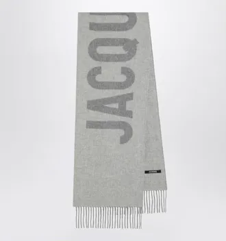 Jacquemus Grey wool scarf with logo