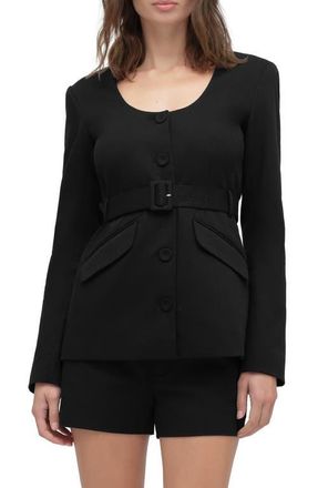 Favorite Daughter The Christy Belted Stretch Cotton Blend Twill Jacket in Black at Nordstrom, Size X-Large
