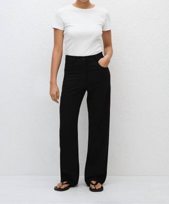 Matteau Relaxed Crepe Straight Cut Pant In Black