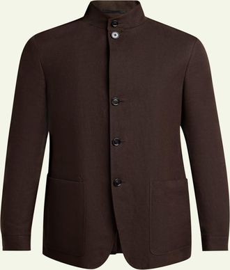 Ermenegildo Zegna Mens Oasi Lino Il Conte Jacket in Dark Linen