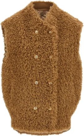 Twinset Gabardine Jas met Plooitjes - Dames - Bodywarmers - Bruin - XS - Katoen - Jassen