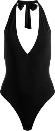 Alice & Olivia Tops, Dames, Zwart, M, Bodysuit met diepe V-hals