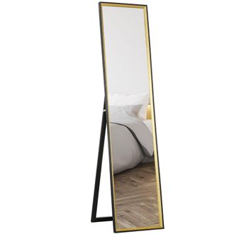 HOMCOM Full Length Mirror Wall Mount Leaning Standing Mirror - Black | TJ Hughes