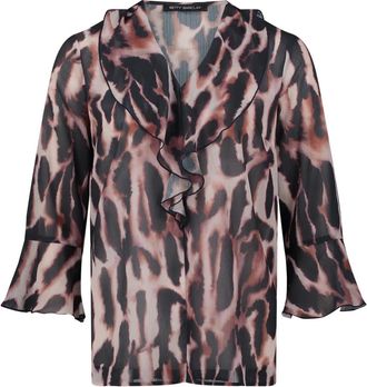 Betty Barclay Overhemden, Dames, Veelkleurig, 2Xl, Chiffon, Romantische Chiffonblouse met Print