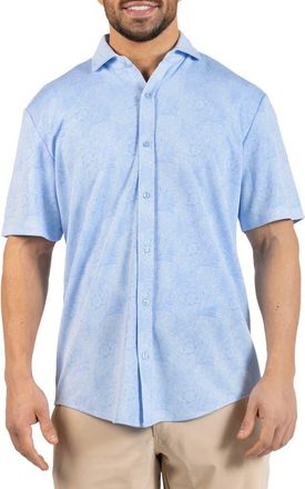 Tailorbyrd Tropical Short Sleeve Button-Up Shirt in Light Blue at Nordstrom Rack, Size Xx-Large