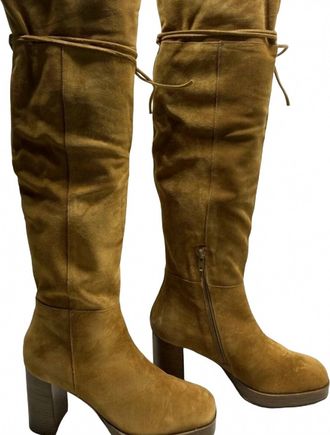 Free People Womens Echo Over-The-Knee High Heel Platform Boots In Brown