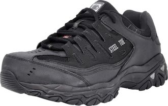Skechers Mens Cankton Steel Toe Electrical Hazard Construction Shoes, Black/Black, 10.5 X-Wide