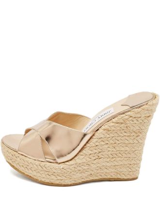 Jimmy Choo London leather rope wedge sandals - Neutrals