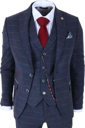TruClothing 3 Piece Formal Suit Wool Blend Tweed Herringbone