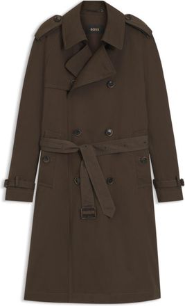BOSS Double-breasted trench coat in cotton and silk