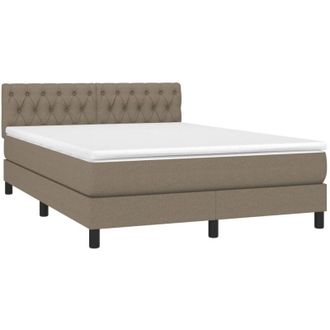 vidaXL Vidaxl - Cama Box Spring Colch&oacute;n Y Luces Led Tela Gris Taupe 140x190 Cm
