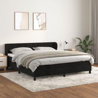 vidaXL Cama Box Spring Con Colch&oacute;n Terciopelo Negro 160x200 Cm Vidaxl