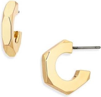 AllSaints Hexagonal Huggie Hoop Earrings in Gold at Nordstrom Rack