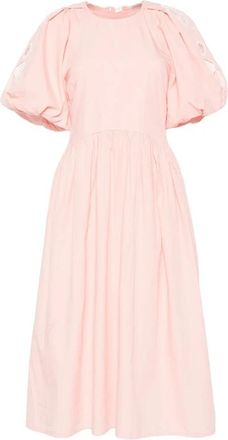 Stine Goya 2522 Midweight Katoenen Broderie Jurk tot op de knie - Dames - Casual kleedjes - Roze - XS - Katoen - Kleedjes
