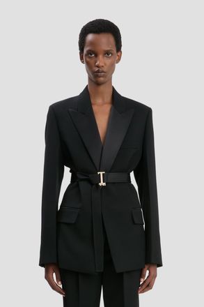Victoria Beckham Belted Tailored Jacket In Black 10