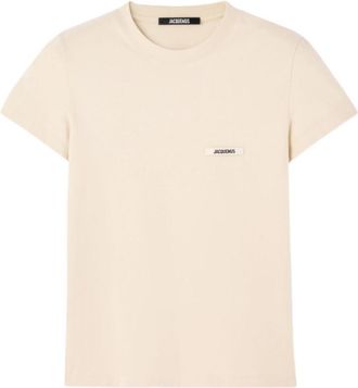 Jacquemus Beige Logo Crew Neck T-Shirt