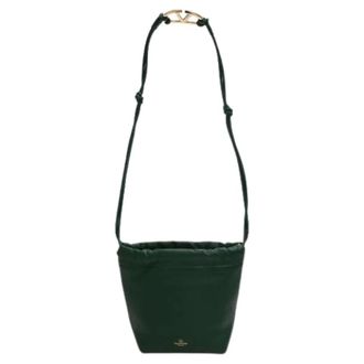 Valentino Pre-owned VLogo Pouf Mini Schoudertas - Dames - Pre-owned - Groen - Maat: ONE Size Leer