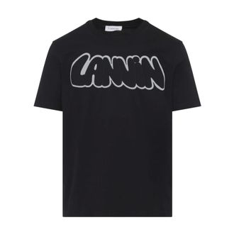 Lanvin T-Shirts, male, Black, Size: XL Embroidered Cotton T-Shirt