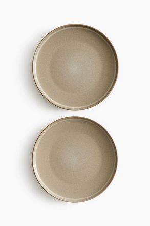 H&M 2er-Pack Speiseteller mit reaktiver Glasur - Grau