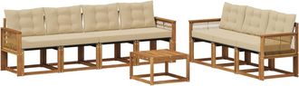 vidaXL Conjunto De Sof&aacute;s De Exterior 8 Uds. Natural Y Beige Vidaxl