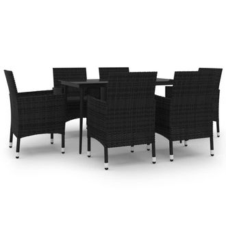 vidaXL Set Comedor De Jard&iacute;n 7 Pzas Y Cojines Rat&aacute;n Sint&eacute;tico Y Vidrio Vidaxl
