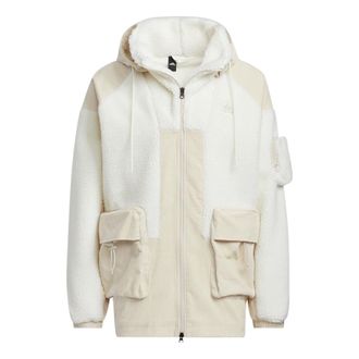 adidas patch fleece cargo jacket Cream White HN9017