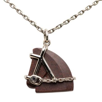Herm&egrave;s Pre-owned Hermes Palladium Plated Vulcanium Cheval Pendant Necklace Ladies 2OZSO3R3SJIDJCK7