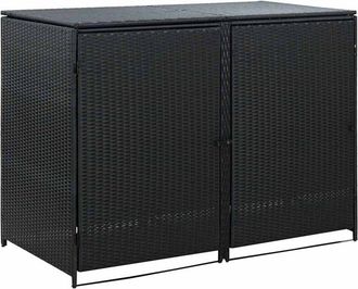 vidaXL Cobertizo Doble Contenedor Basura Rat&aacute;n Negro 148x80x111cm Vidaxl