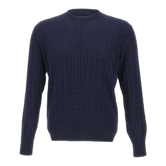 KANGRA Round-neck Knitwear, male, Blue, Size: 2XL Crew Neck Knit