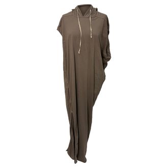 Rick Owens Edfu maxi-jurk met capuchon in bruin katoen