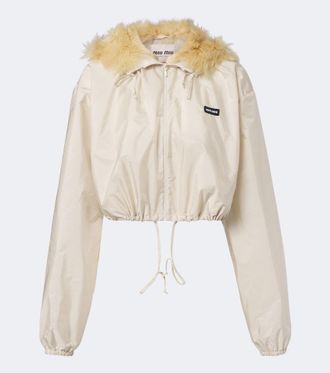 Miu Miu Cropped hooded shearling-trimmed jacket
