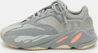 adidas Grey Leather and Mesh Boost 700 Inertia Low Top Sneakers Size 40