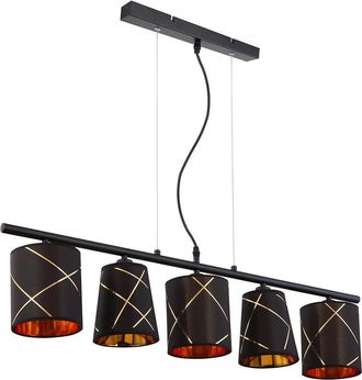 ETC Shop Smart led lampada a sospensione tavolo da pranzo lampada a sospensione dimmerabile oro nero 5 fiamme lampada da pranzo, con cambio colore rgb, 5x 5W