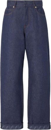 Fendi Wide Jeans, female, Blue, Size: 2XS Long Jeans