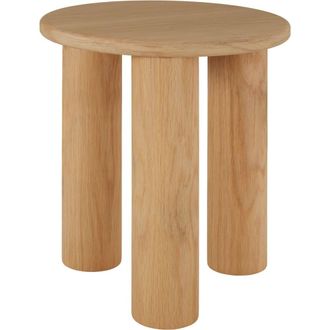 TecTake Mesa auxiliar redonda con patas de madera, 40x45,5 cm, roble claro