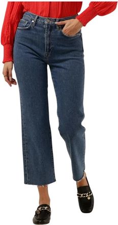 7 For All Mankind Logan Stovepipe Blaze Jeans met Ruwe Zoom - Dames - Cropped Jeans - Blauw - W25 - Jeans