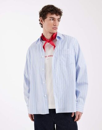 Selected X Hotel Amour - Camicia a maniche lunghe blu a righe