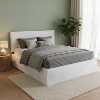 Dmora Dmora - Cama Matrimonial Dbenass, Juego De Cabecero En Ecopiel Con Base Ortop&eacute;dica Y Cenefa, 100% Made In Italy, Adecuado Para Colch&oacute;n De 160x190 Cm, 